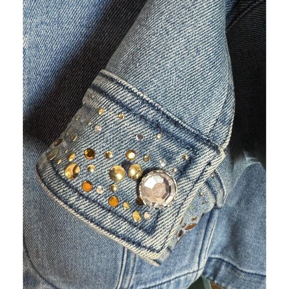 Disney Resort Small Jean Jacket Mickey Mouse Rhinestone Bling Denim S Women - Picture 6 of 10